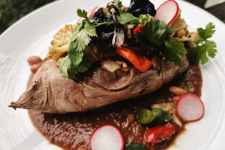 Oaxacan Stuffed Sweet Potatoes with Pork