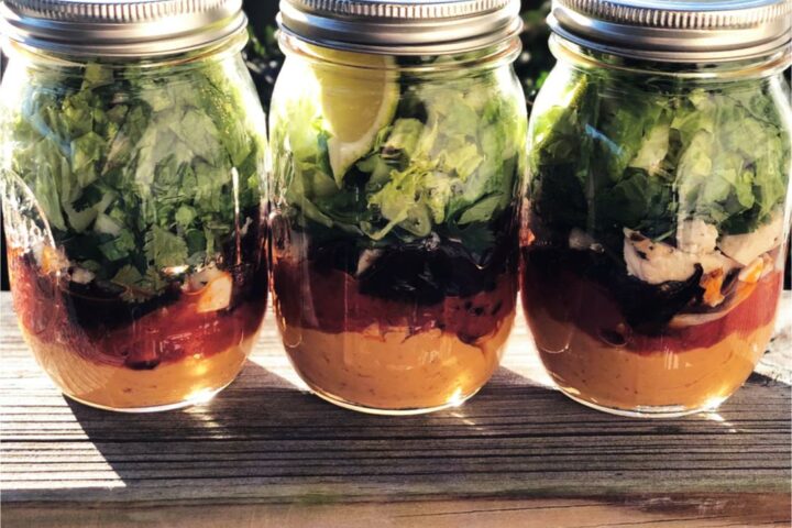 Chipotle Whipped Red Lentil Salad Jar with Chicken