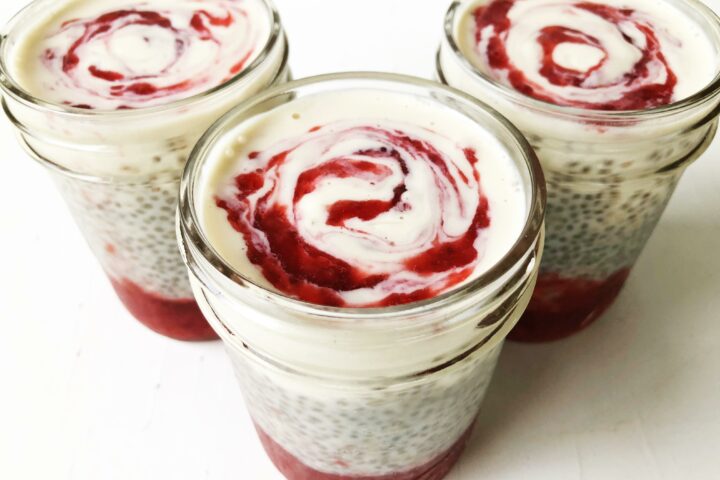 Vegan Strawberries & Cream Chia Pudding