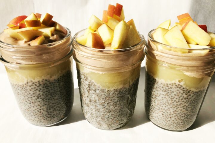 Apple Chia Pudding with Maple Pecan Cream