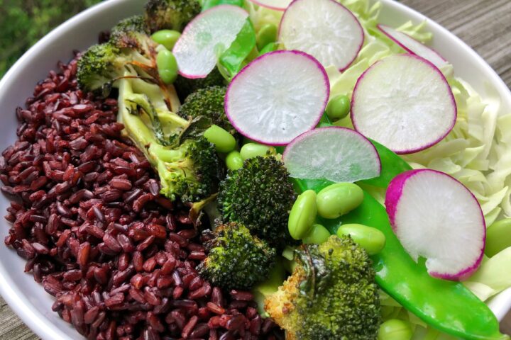 Forbidden Rice Salad with Miso Salmon